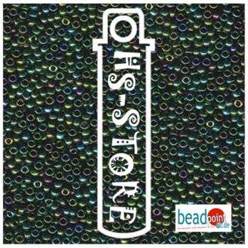 11/0 SEED BEAD-APRX 24GMS MET DK GREEN IRIS