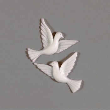Wachsdekor 35 mmweiß 1 Stk. Taubenpaar