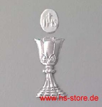 Wachsdekor silber glänzend, 44x14 mm, Kelch + Hostie, 1 Stk
