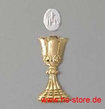 Wachsdekor gold glänzend, 44x14 mm, Kelch + Hostie, 1 Stk