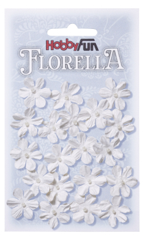 FLORELLA-Blüten aus Maulbeer-Papier, 2 cm, weiss, Btl. a 20