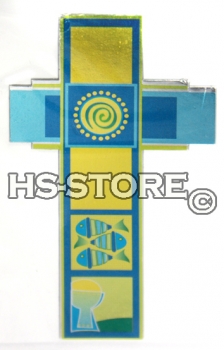 Wachsmotiv Kreuz, Kommunion/Konfirmation, jeansblau, 11,7x6,