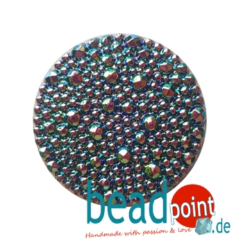 Bubble Cabochon Schwarz silber iris 27mm