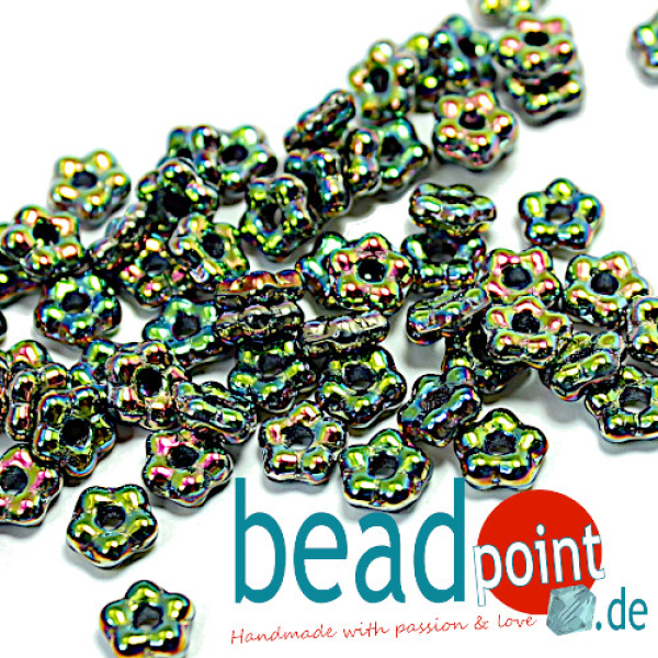 Forget Me Not Flower Beads 5mm vitrail full 75 pcs