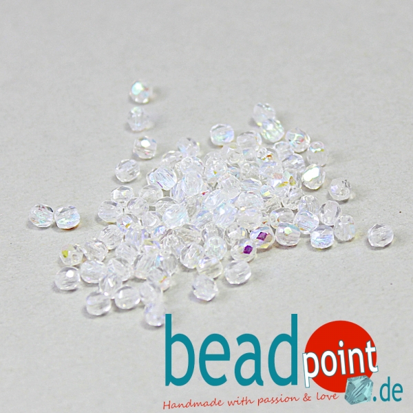 Fire polished 3 mm Crystal AB 100 St