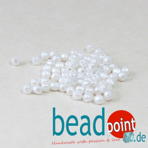 Fire polished 3 mm Alabaster Pastel white 100 St