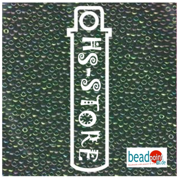 11/0 SEED BEAD-APRX 24GMS METALLIC GREEN IRIS