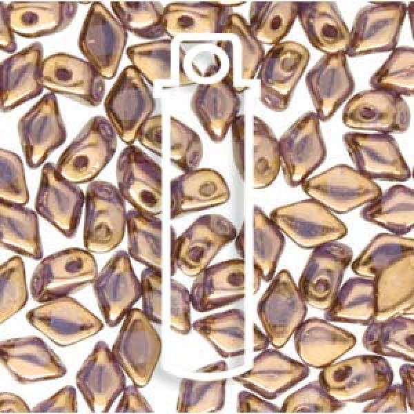 MINI GEMDUO 6X4MM CRYSTAL GOLD BRONZE -APRX 8.5GM/TB