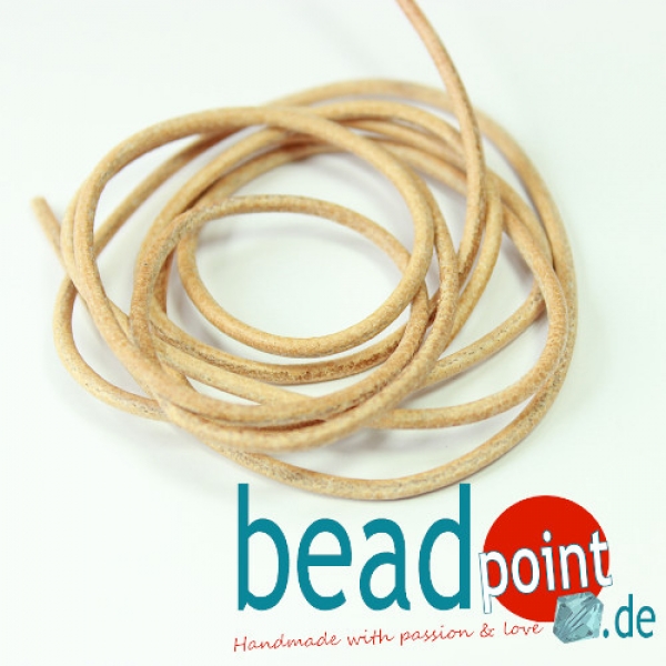 Lederriemen ø 2 mm, 1 m natur