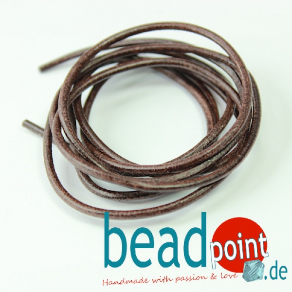 Lederriemen ø 2 mm, 1 m dunkelbraun