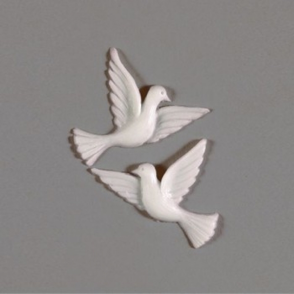 Wachsdekor 35 mmweiß 1 Stk. Taubenpaar