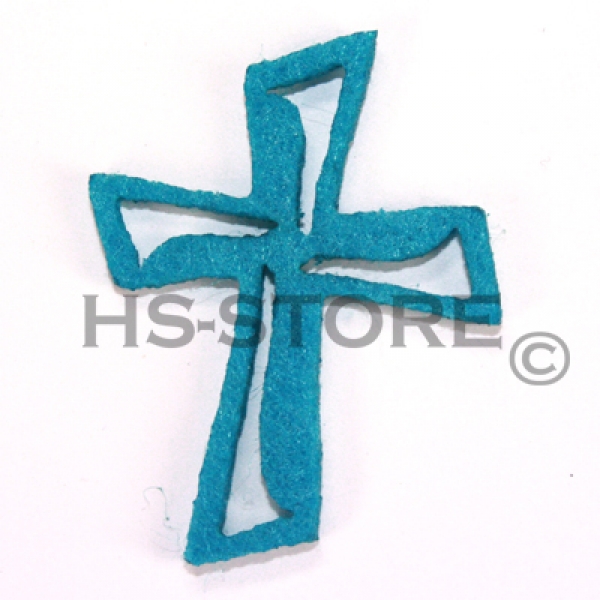 Kreuz Filz mit Ausschnitt 45mm  türkis
