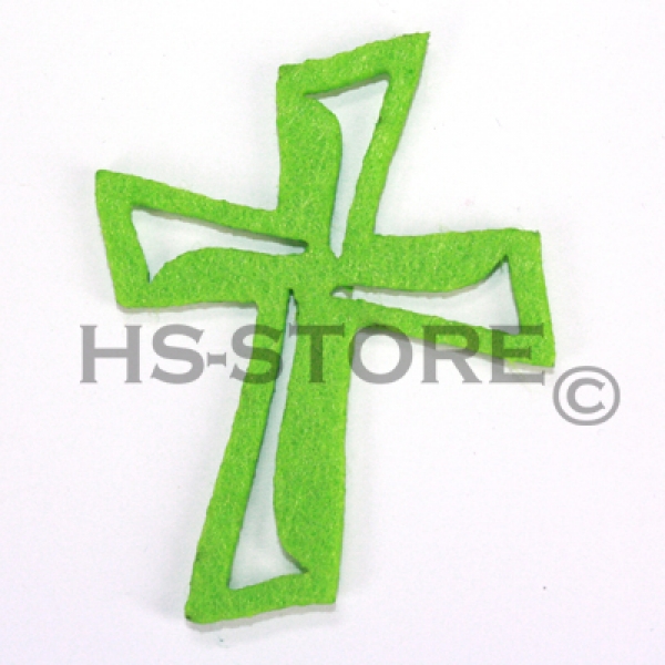 Kreuz Filz mit Ausschnitt 60mm  hellgrün