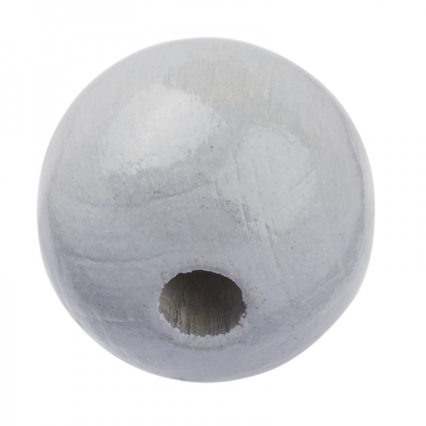 Schnulli-Holzperle 15 mm, grau, Btl. a 12 St.