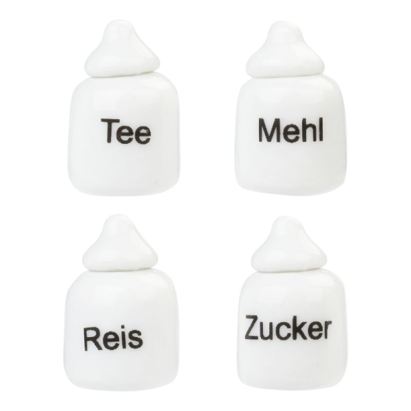 Porzellan-Dosen 1,2 - 1,8 cm, weiß, 4 St. sort.