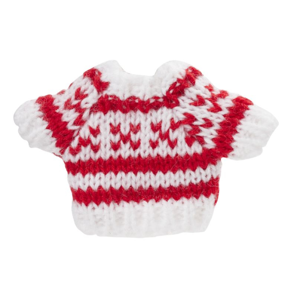 Mini-Pullover 3,5 x 5 cm, weiß/rot