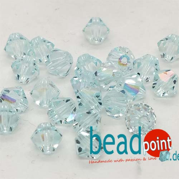 MC Bead 451 Bicone 6mm Silver Aquamarine AB 25 Stück