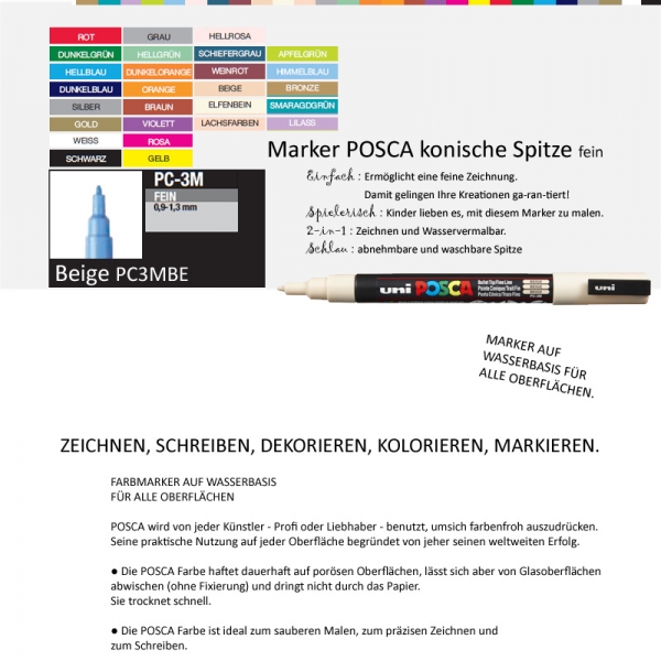 186572 Marker POSCA konische Spitze fein Beige