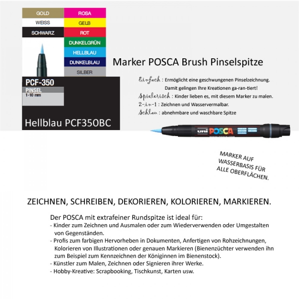 181643 Marker POSCA Brush Pinselspitze Hellblau