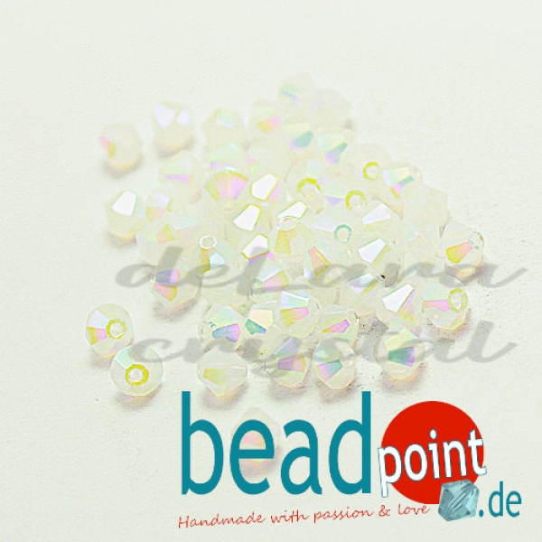 Delara MC Bead Bicone White Opal AB2X 4mm 50 Stück