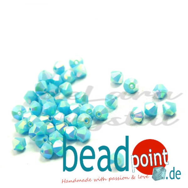 Delara MC Bead Bicone Turquoise AB2X 4mm 50 Stück