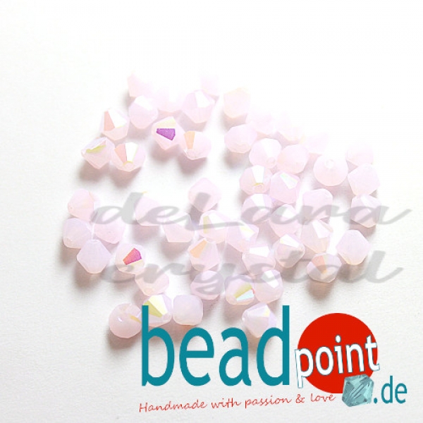 Delara MC Bead Bicone Pink Alabaster AB 4mm 50 Stück
