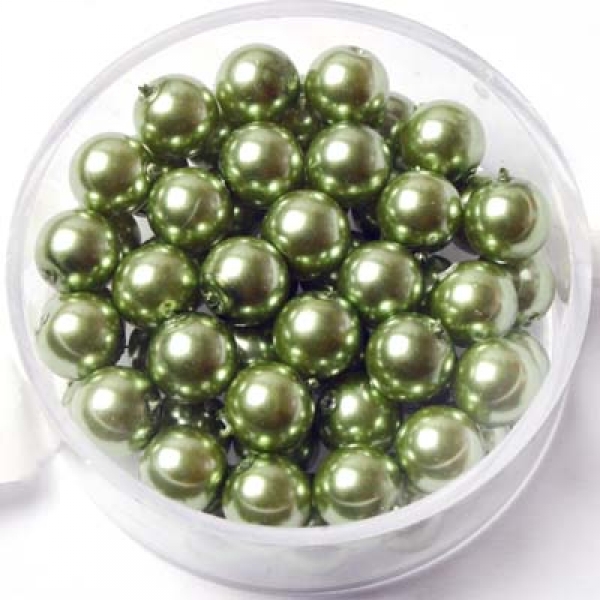 Wachs-Glasperle 6 mm dunkelgrün 55 St.