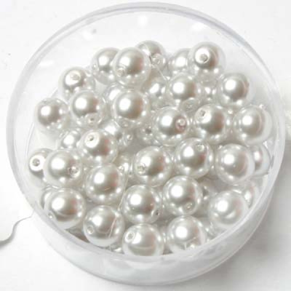 Wachs-Glasperle 6 mm hellgrau 55 St.