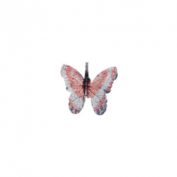 Metallanhänger Schmetterling silberfb. rot-ton 30x27 mm