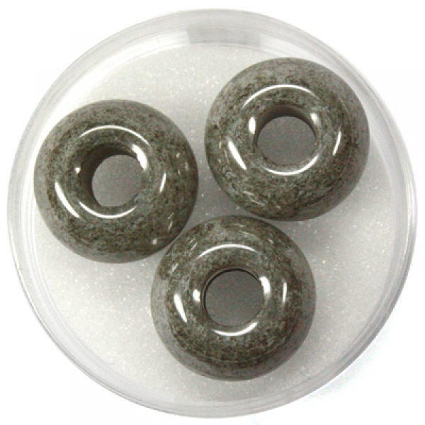 Glas Großloch PerleMagic Flair, 16mm ø, anthrazit, Loch 6mm ø, opak, Dose 3Stück