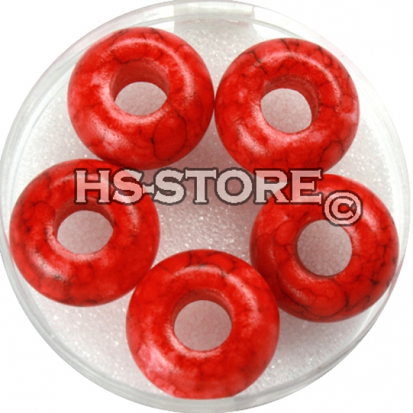 Glas Großloch PerleMagic Flair, 14mm ø, klassikrot, Loch 5mm ø, Dose 5Stück