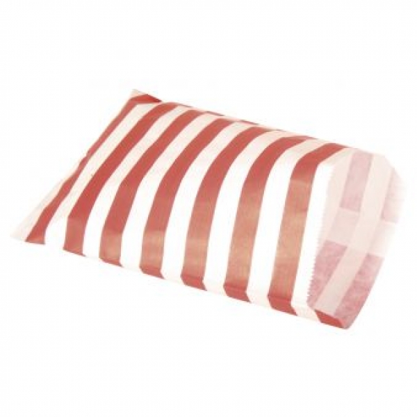 Papiertütchen Lebensmittelecht, 12,9x16,8cm, rot gestreift,