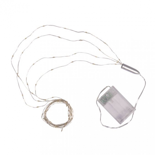 Mini-LED Lichterkette m.Draht/Timer, lichtgelb, 4x120cm, 96