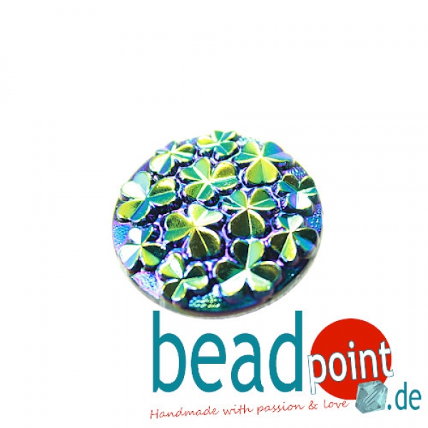 Kleeblätter Cabochon Schwarz AB 18mm