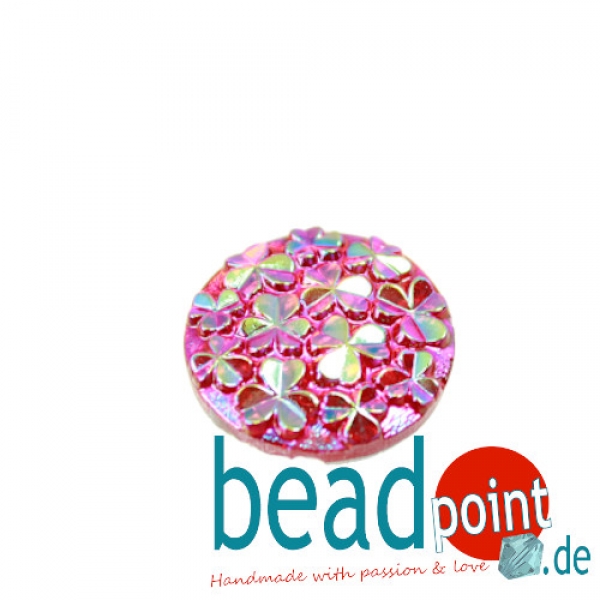 Kleeblätter Cabochon rot AB CAL 22,5mm