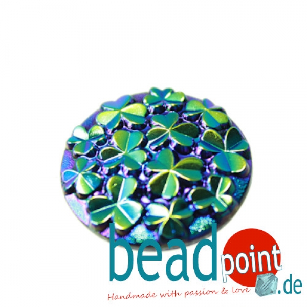 Kleeblätter Cabochon Schwarz AB 27mm