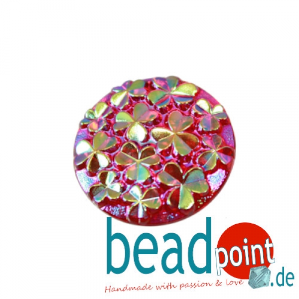 Kleeblätter Cabochon rot AB CAL 27mm