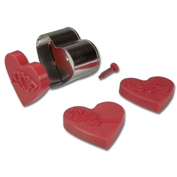 Herzen 3er Set mit Auswerfer Hearts ejector cutter
