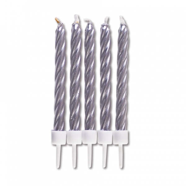 Kerzen silber mit Halter candles silver 10 pcs with h.