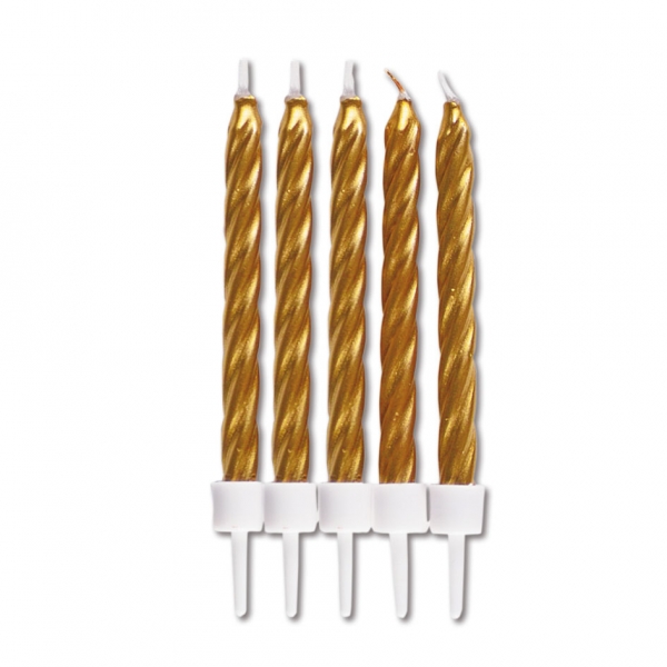 Kerzen gold mit Halter candles gold 10 pcs with h.