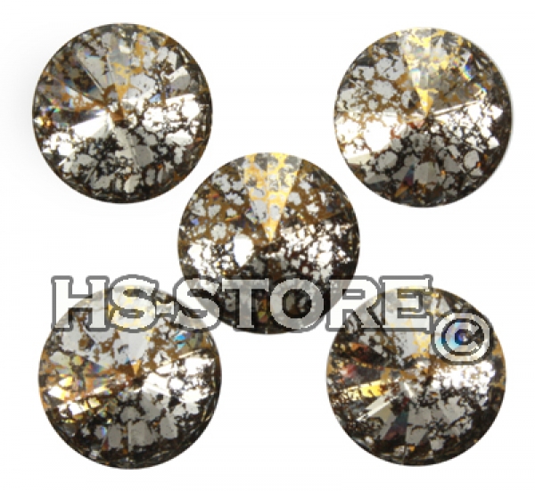 Swarovski Rivoli Crystal Gold-Patina 14 mm 5 Stück
