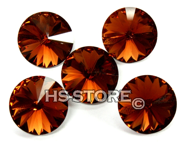 Swarovski Rivoli  Smoked Topaz F 14 mm 5 Stück