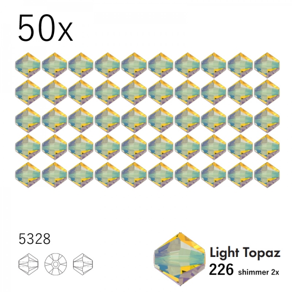 Swarovski Light Topaz Shimmer 2x 3 mm 50 Stück