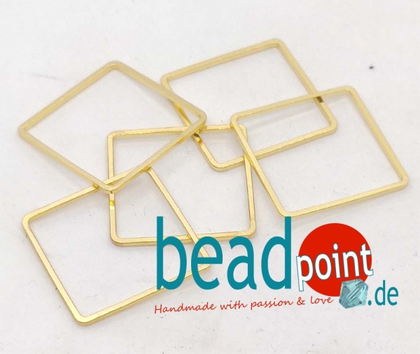 Gold plated Quadrat /Square 20mm Frame 5 Stk